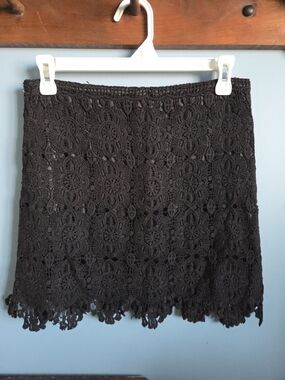 Vero Moda Black Crochet Floral Mini Skirt